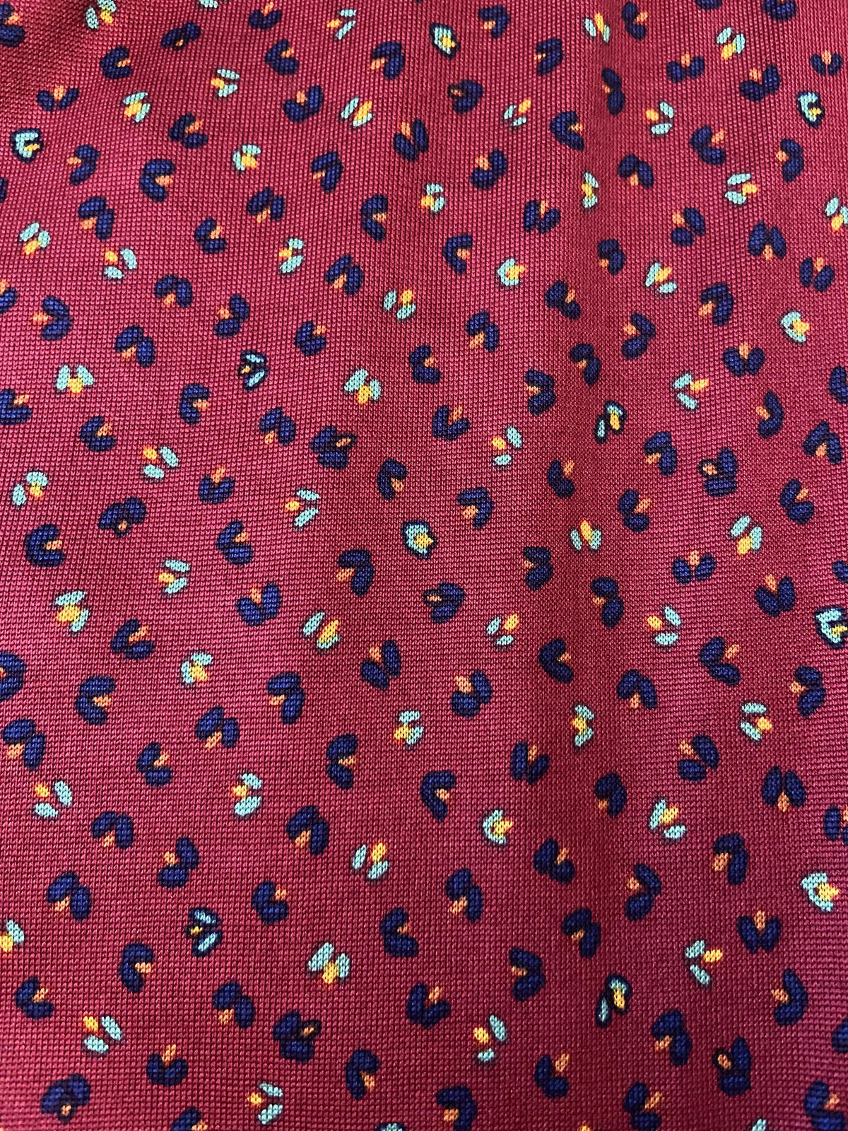 Vintage 1980s Burgundy Hand Painted Silk Dress
