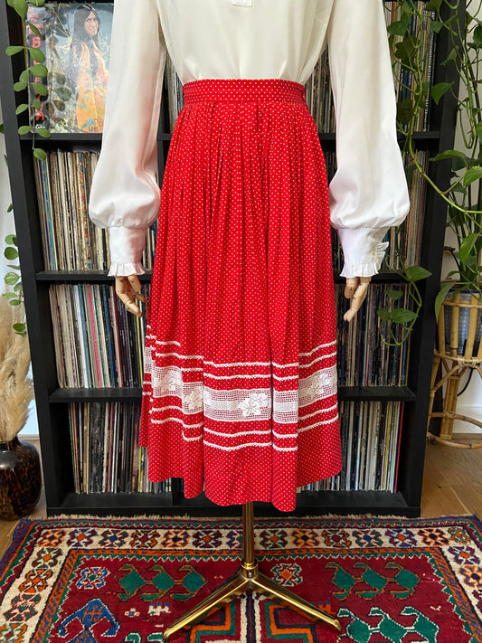 Vintage 1950s Red Polka Dot Circle Skirt