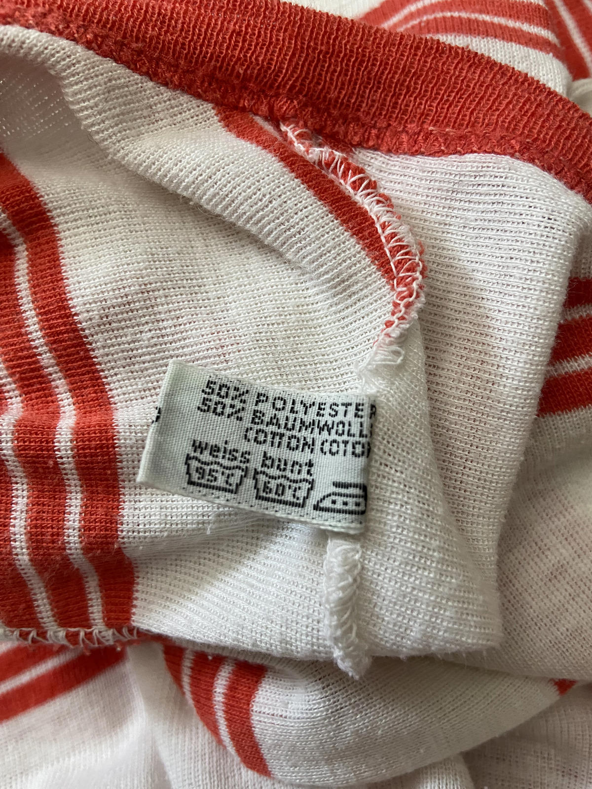 Vintage 1970s White Red Striped T-Shirt Dress