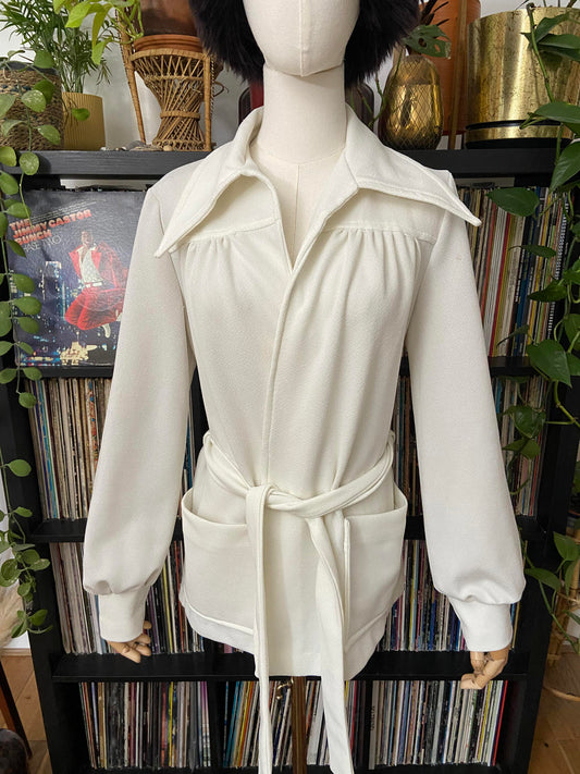 Vintage 1970s Dagger Collar Belted Jacket