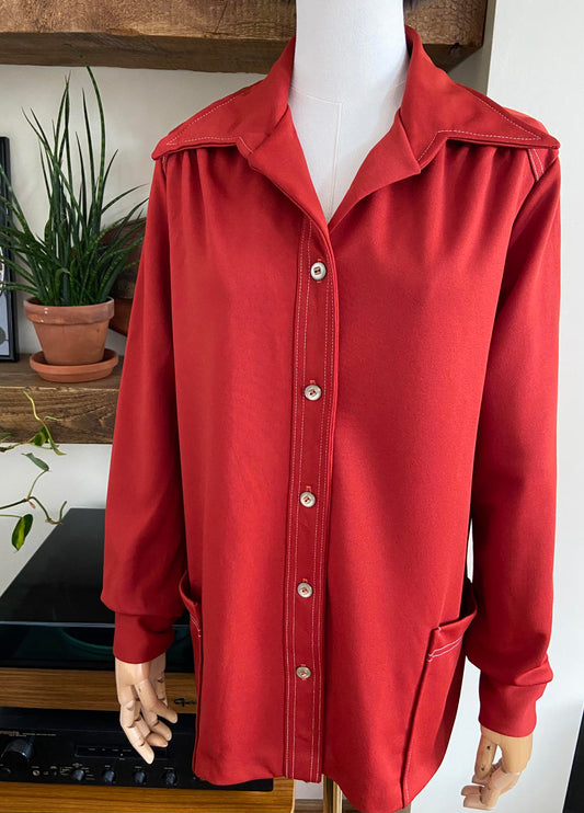 Vintage 1970s Rust Dagger Collar Light Jacket