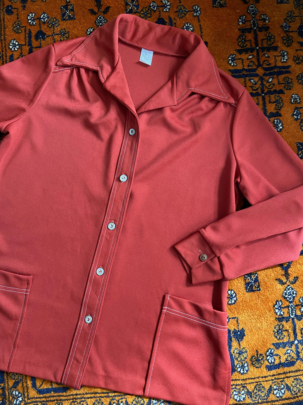 Vintage 1970s Rust Dagger Collar Light Jacket
