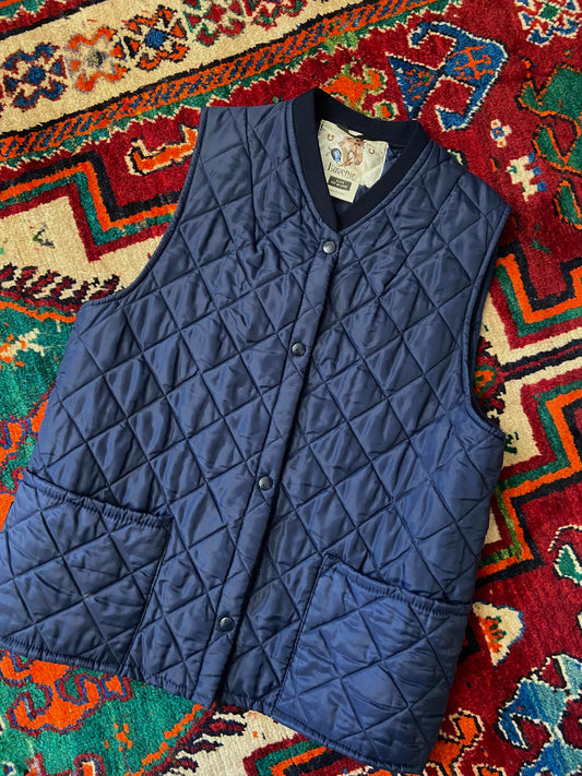 Vintage 1970s Navy Quilted Gilet