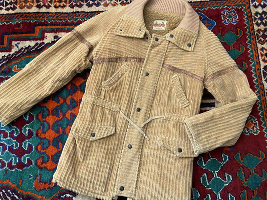 Vintage 1970s Beige Fleece Lined Corduroy Jacket