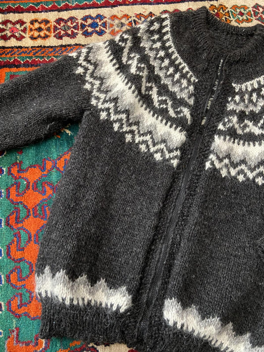 Vintage 1970s Grey Nordic Chunky Cardigan