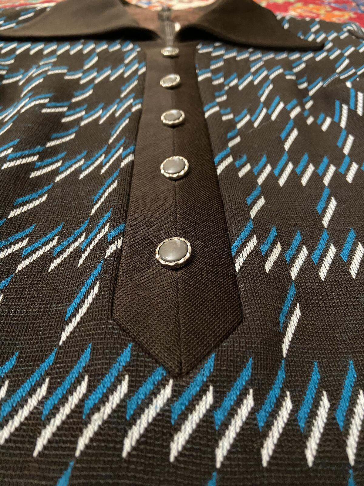 Vintage 1970s Brown Geometric Knit Dress