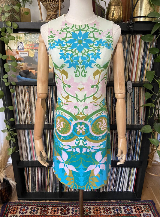 Vintage 1960s Psychedelic Pattern Shift Dress