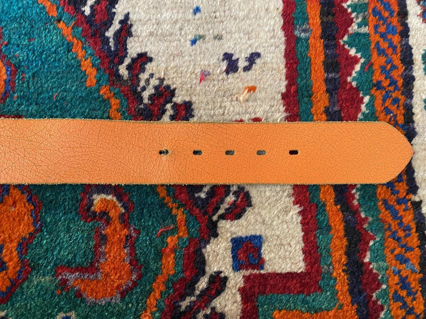Vintage Wide Orange Leather Belt