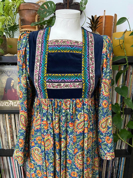 Vintage 1970s Rare Pret A Porter Afghan Dress