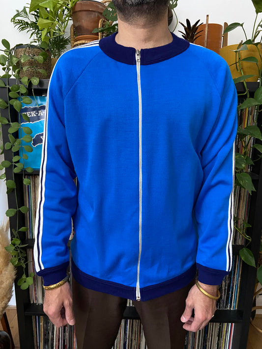 Vintage 1970s Blue Roundneck Track Top
