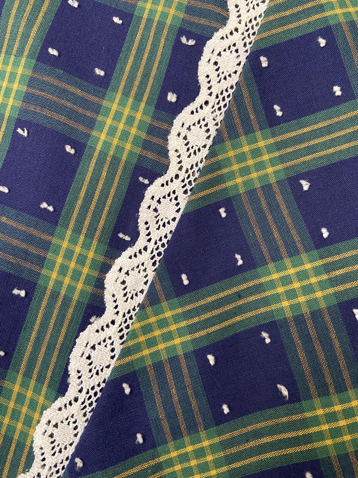 Vintage 1970s Navy Plaid Shift Dress
