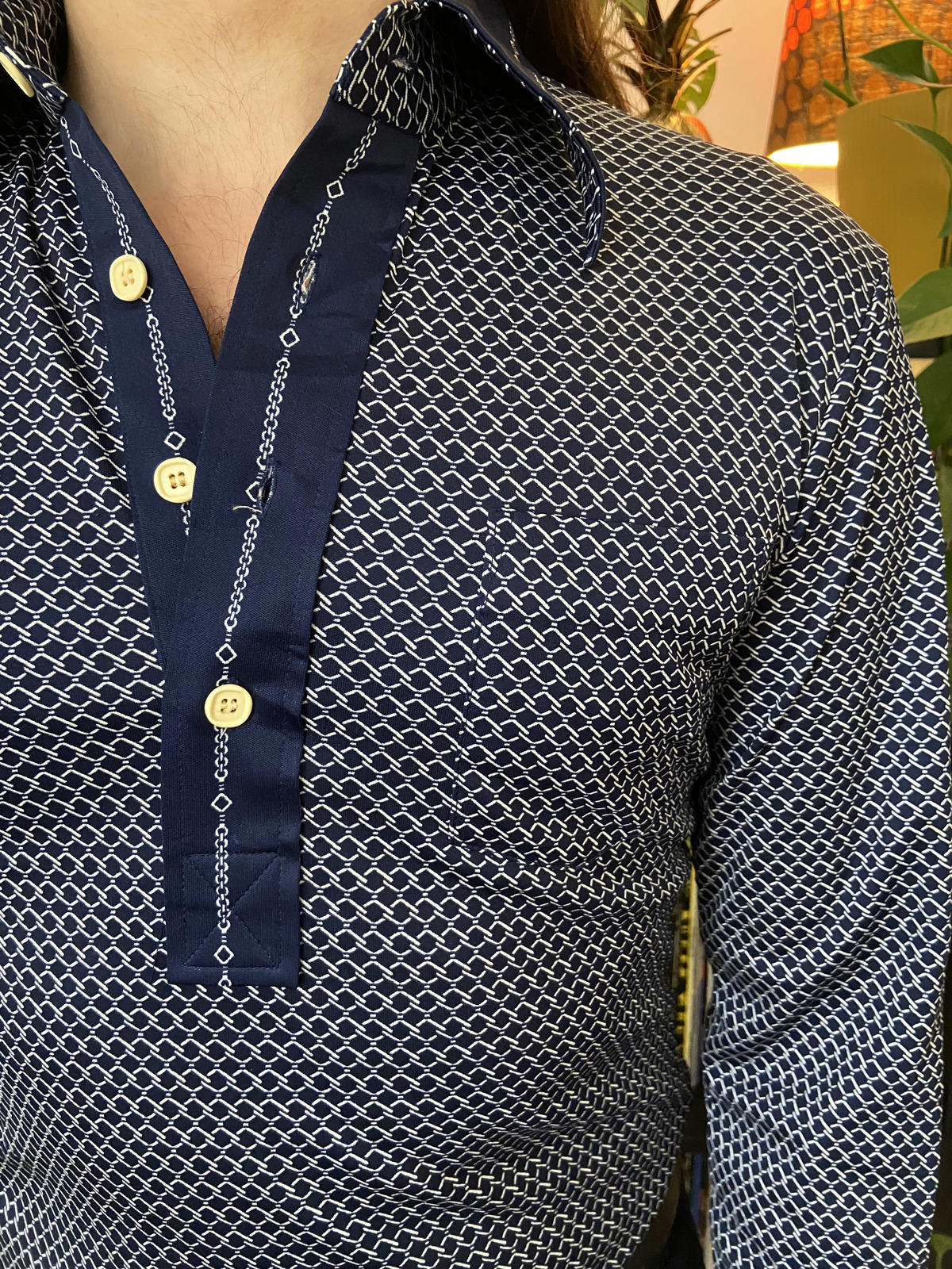 Vintage Japanese 1970s Navy Jersey Top