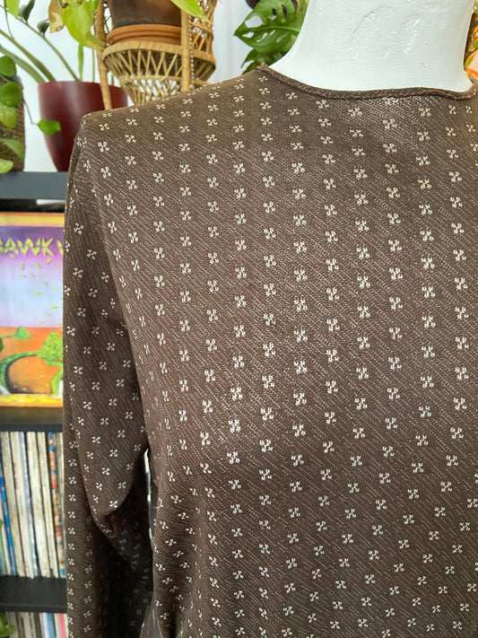 Vintage Brown Fit and Flare Midi Dress
