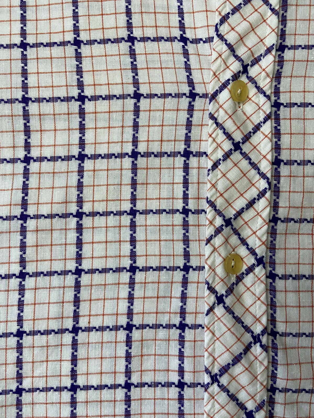 Vintage 1970s White Square Woven Patterned Shirt