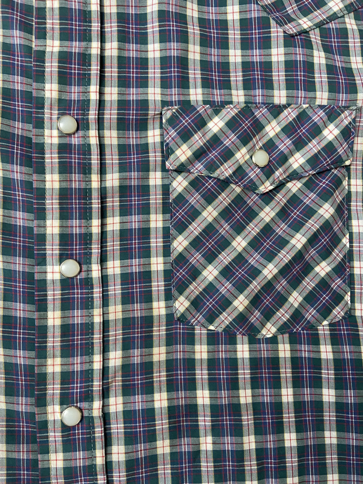 Vintage XL Saddle King Blue & Green Checked Western Shirt