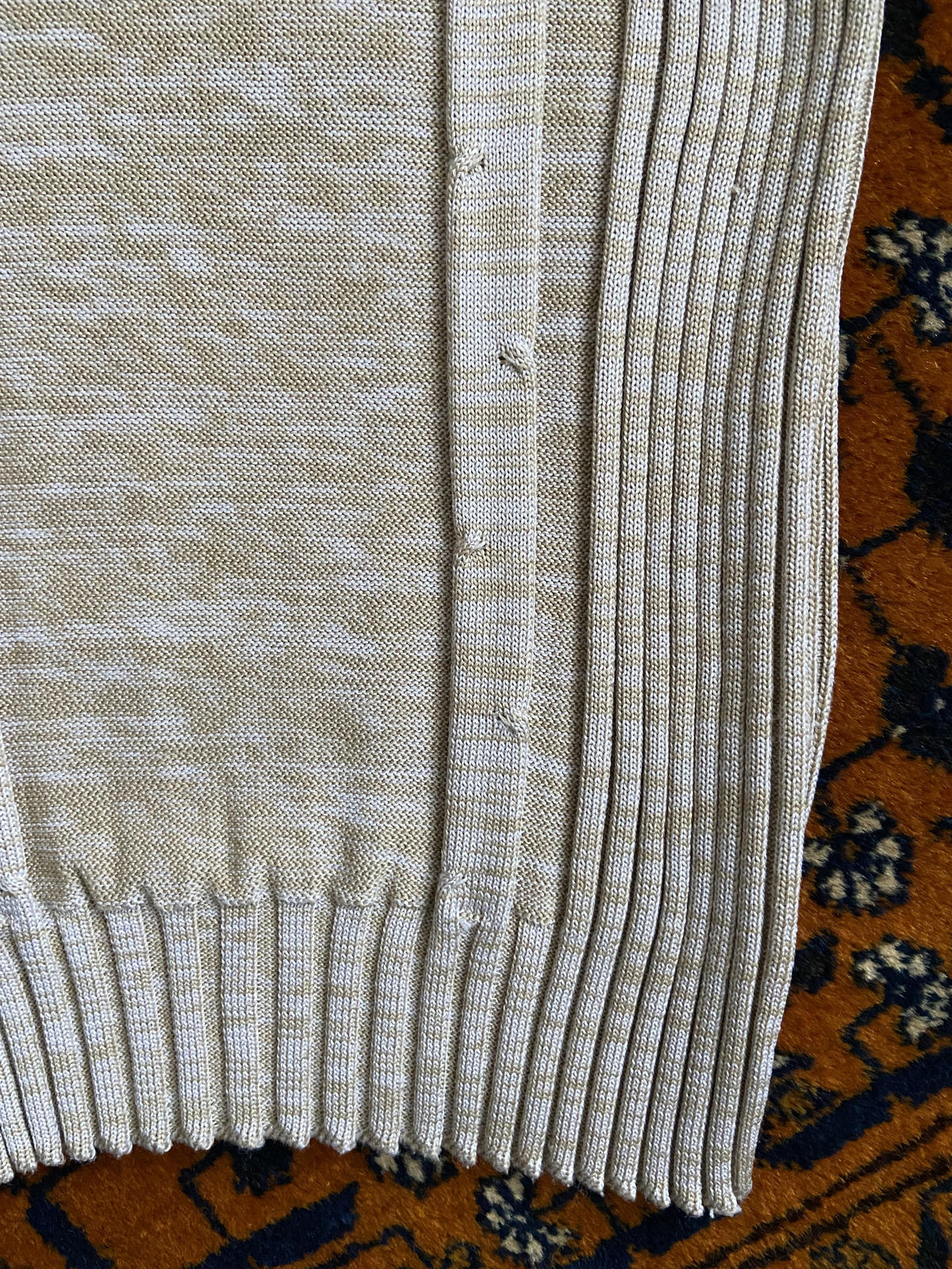 Vintage 1960s Oatmeal Ribbed Henley Top