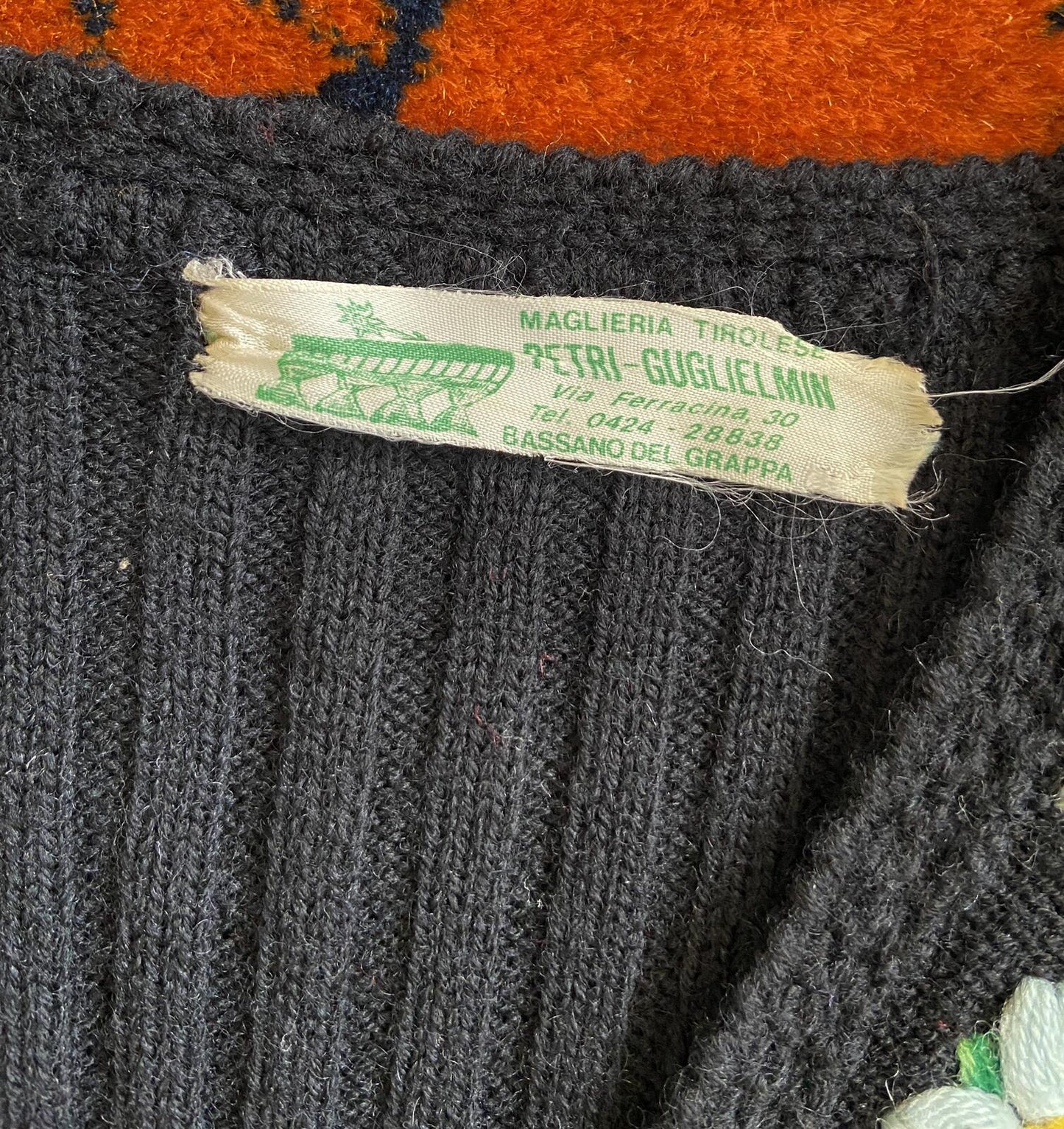 Vintage 1970s Black Embroidered Folk Cardigan