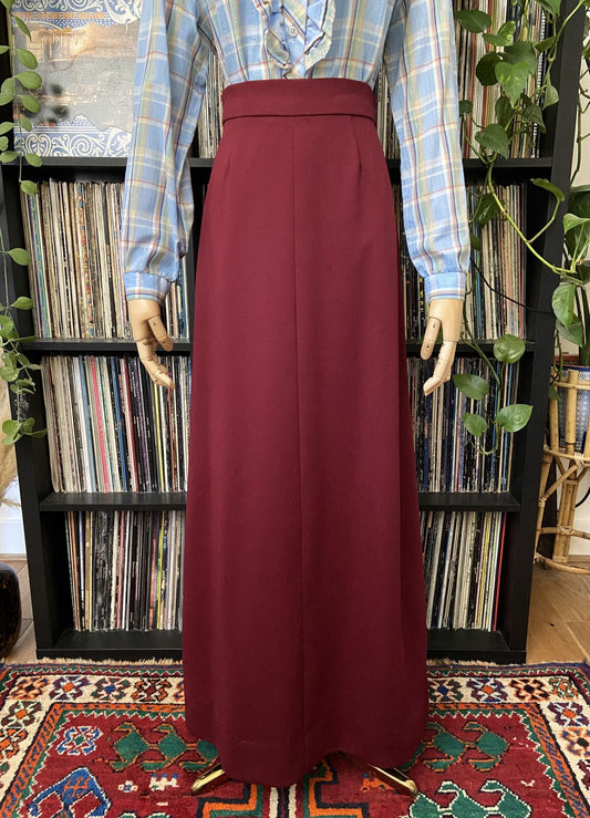 Vintage 1970s Burgundy Maxi Skirt