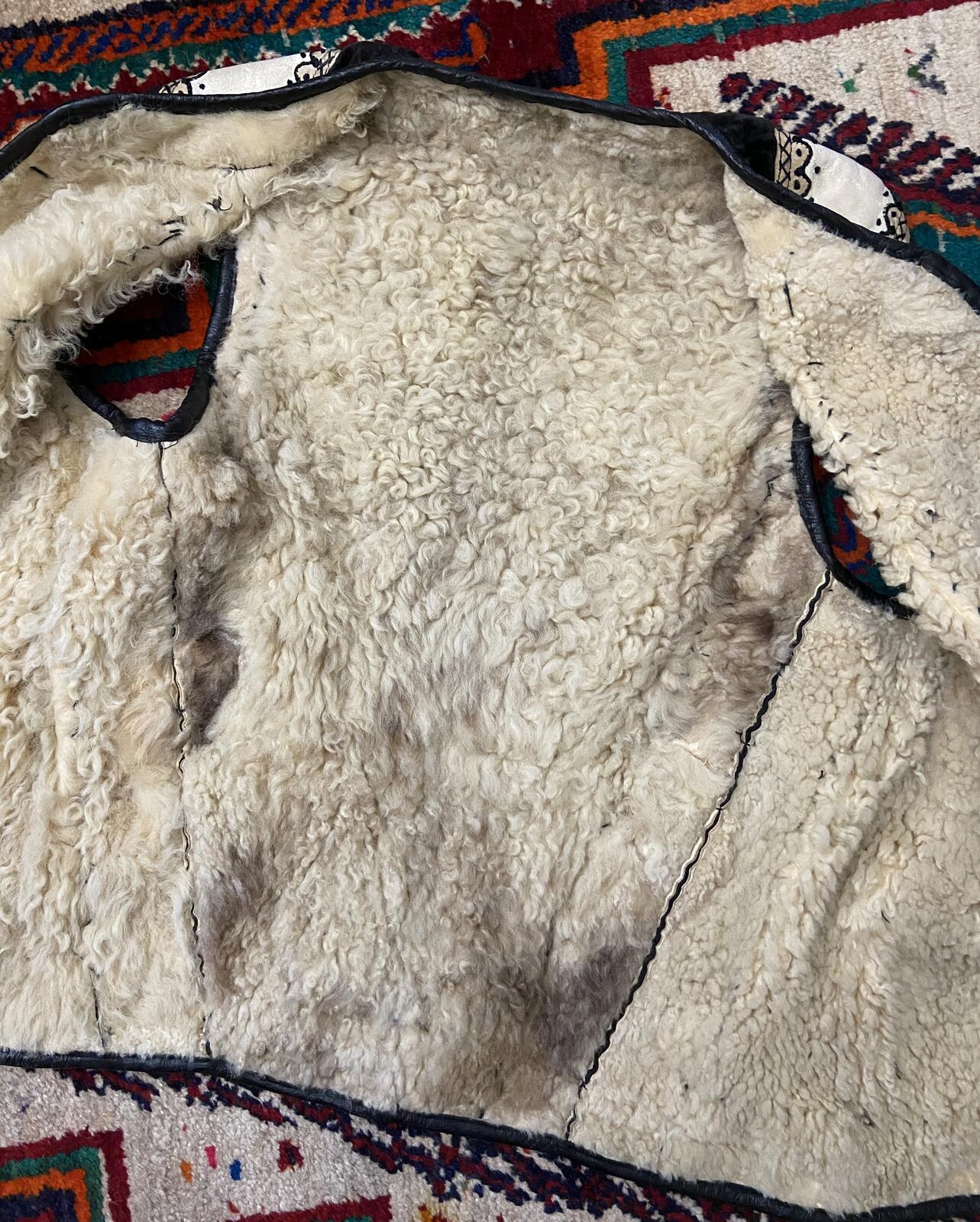 Vintage Cream Black Embroidered Folk Vest