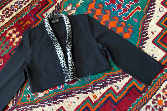 Vintage 1980s Leopard & Pyramid Cropped Jacket