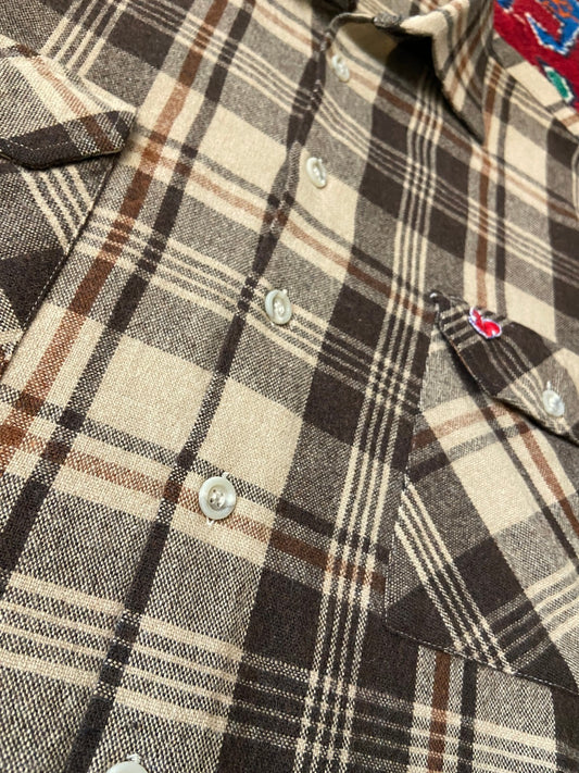 Vintage 1980s Italian Brown Plaid Shirt