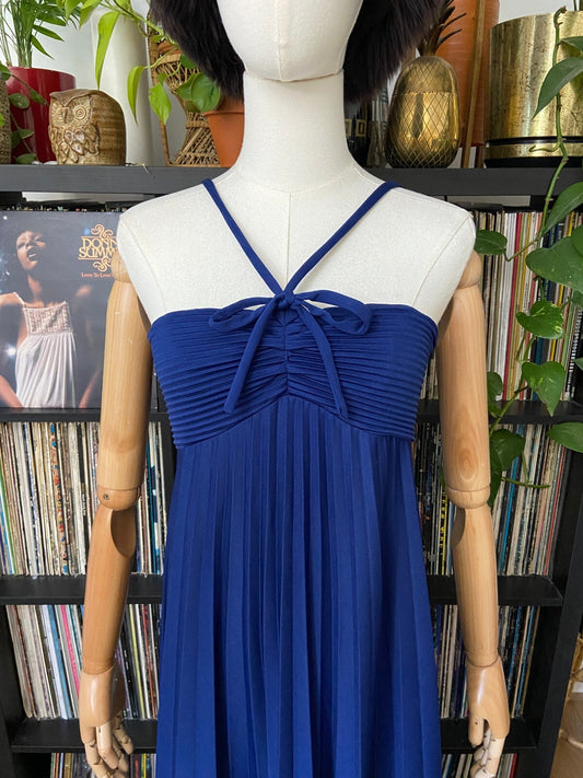 Vintage 1970s Navy Strappy Disco Dress
