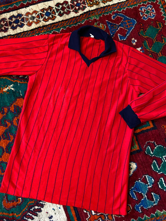 Vintage 1970s Red & Navy Striped Football Top