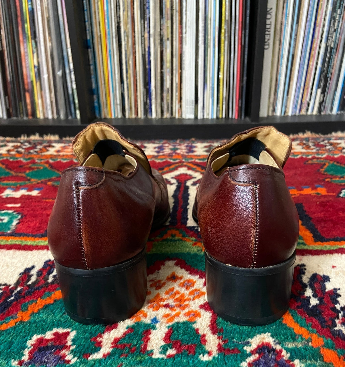 Vintage 1970s Deadstock Brown Block Heel Shoes UK 6.5