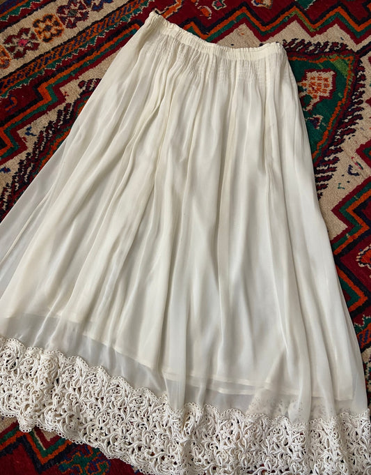 Vintage 1970s Cream Bohemian Maxi Skirt