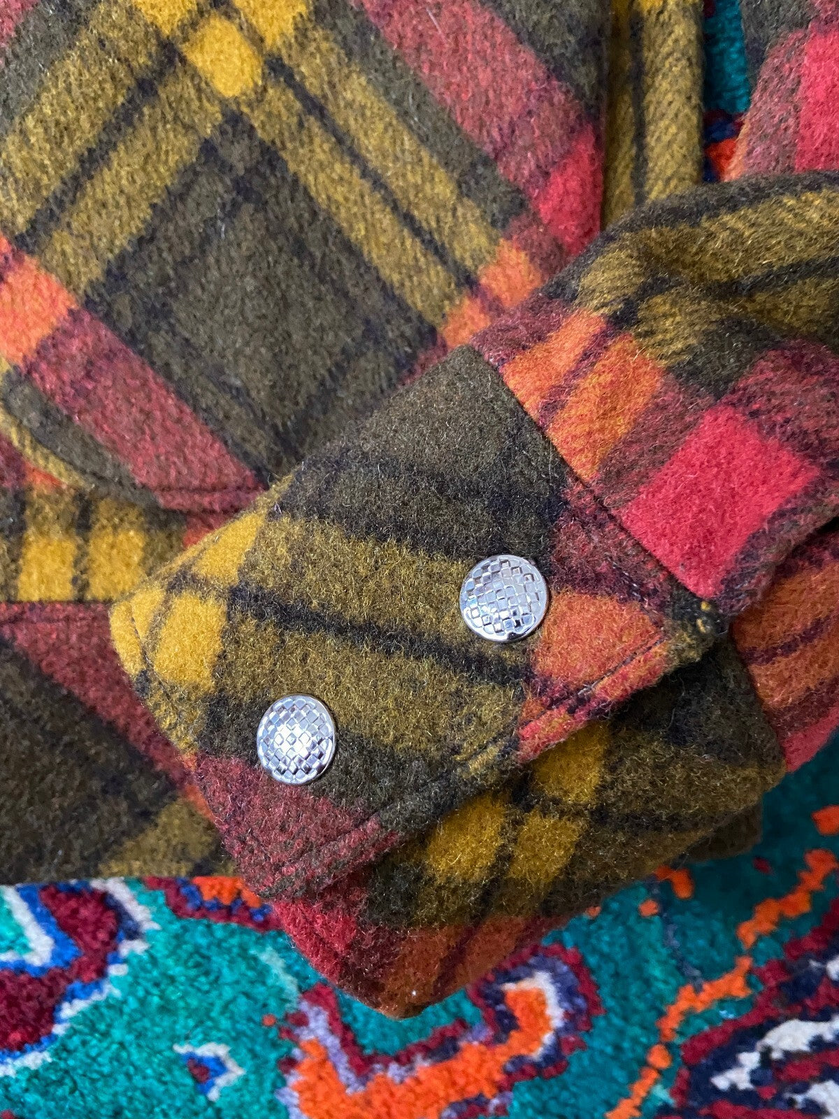 Vintage 1970s Brown & Red Plaid Cropped Jacket