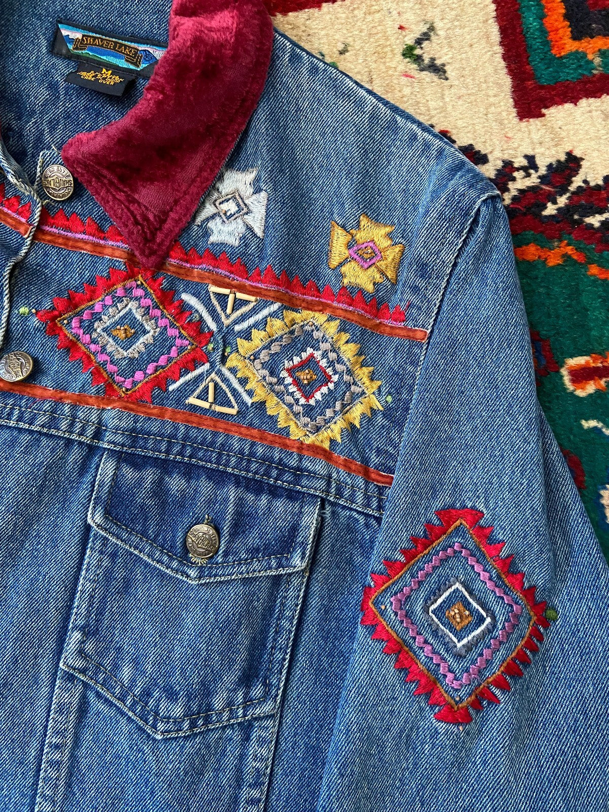 Vintage 90s Southwestern Embroidered Denim Jacket