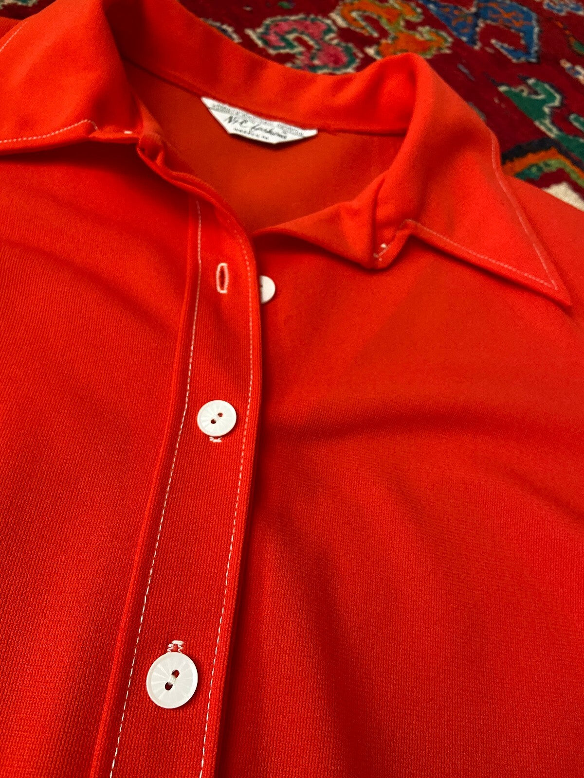 Vintage 1970s Red Dagger Collar Shirt