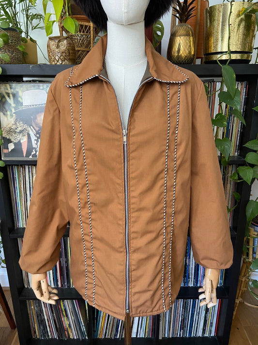 Vintage 1970s Tobacco Zip Up Jacket