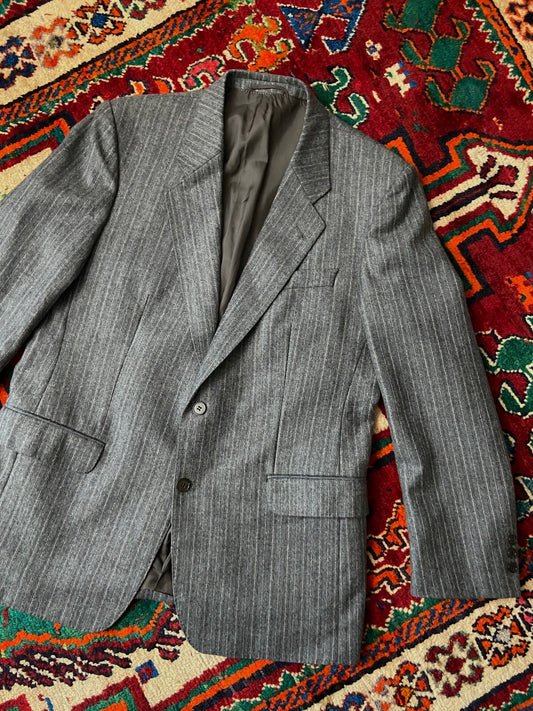 Vintage 90s Grey Pinstripe Blazer Jacket