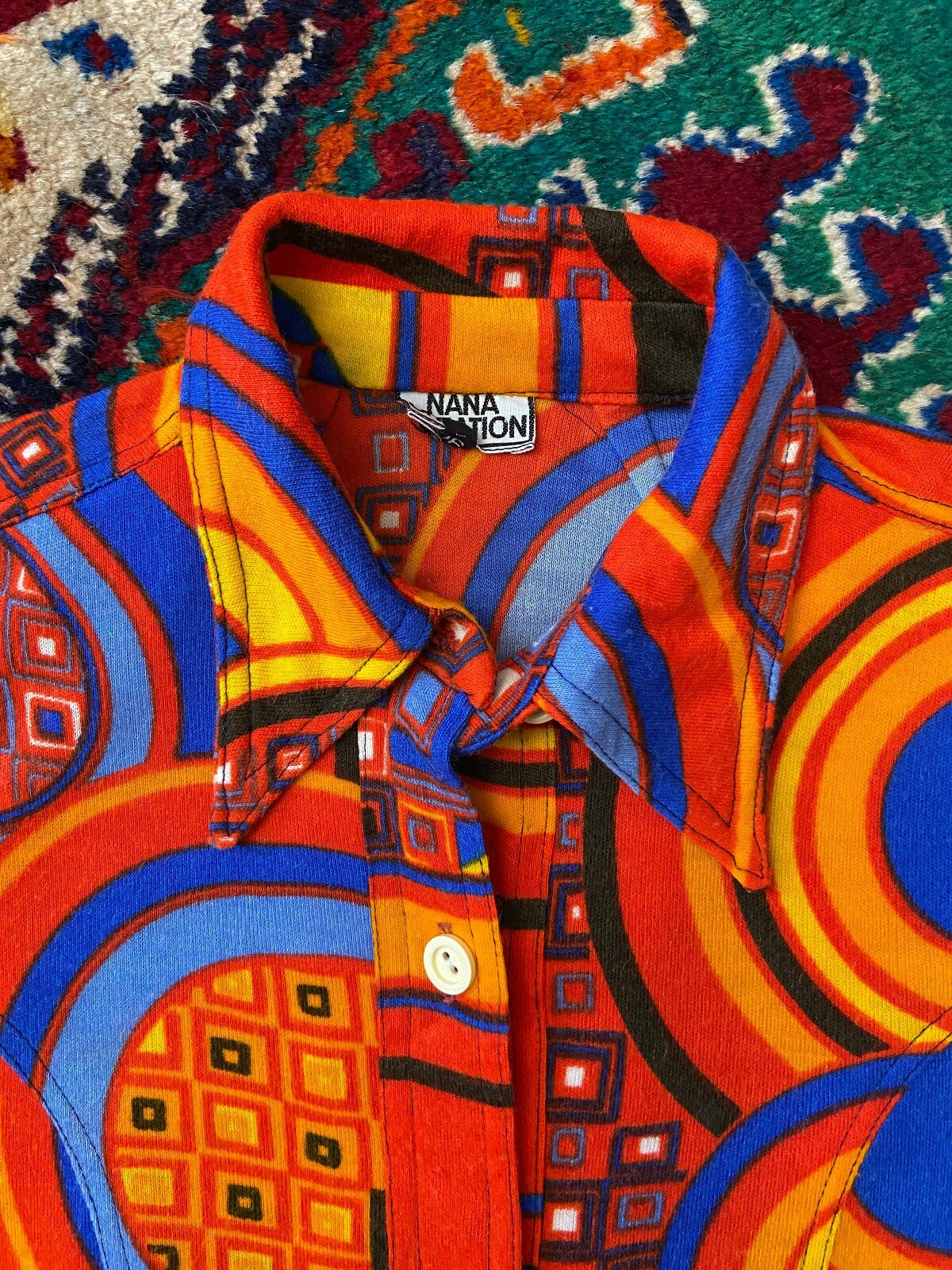 Vintage 1970s Psychedelic Cropped Shirt