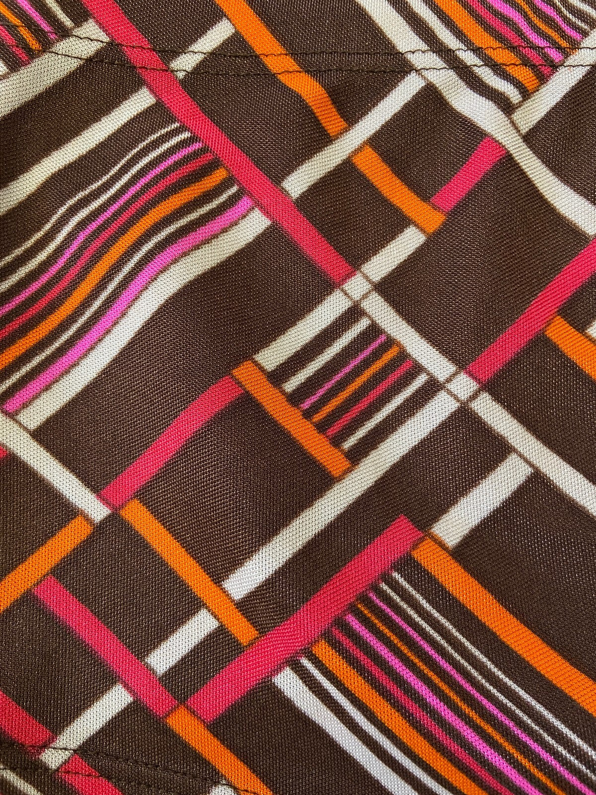 Vintage 1970s Brown Retro Print Swim Shorts