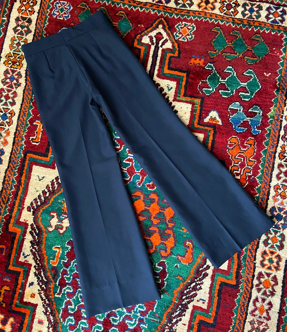 Vintage 1970s Navy Deadstock Flared Trousers W28