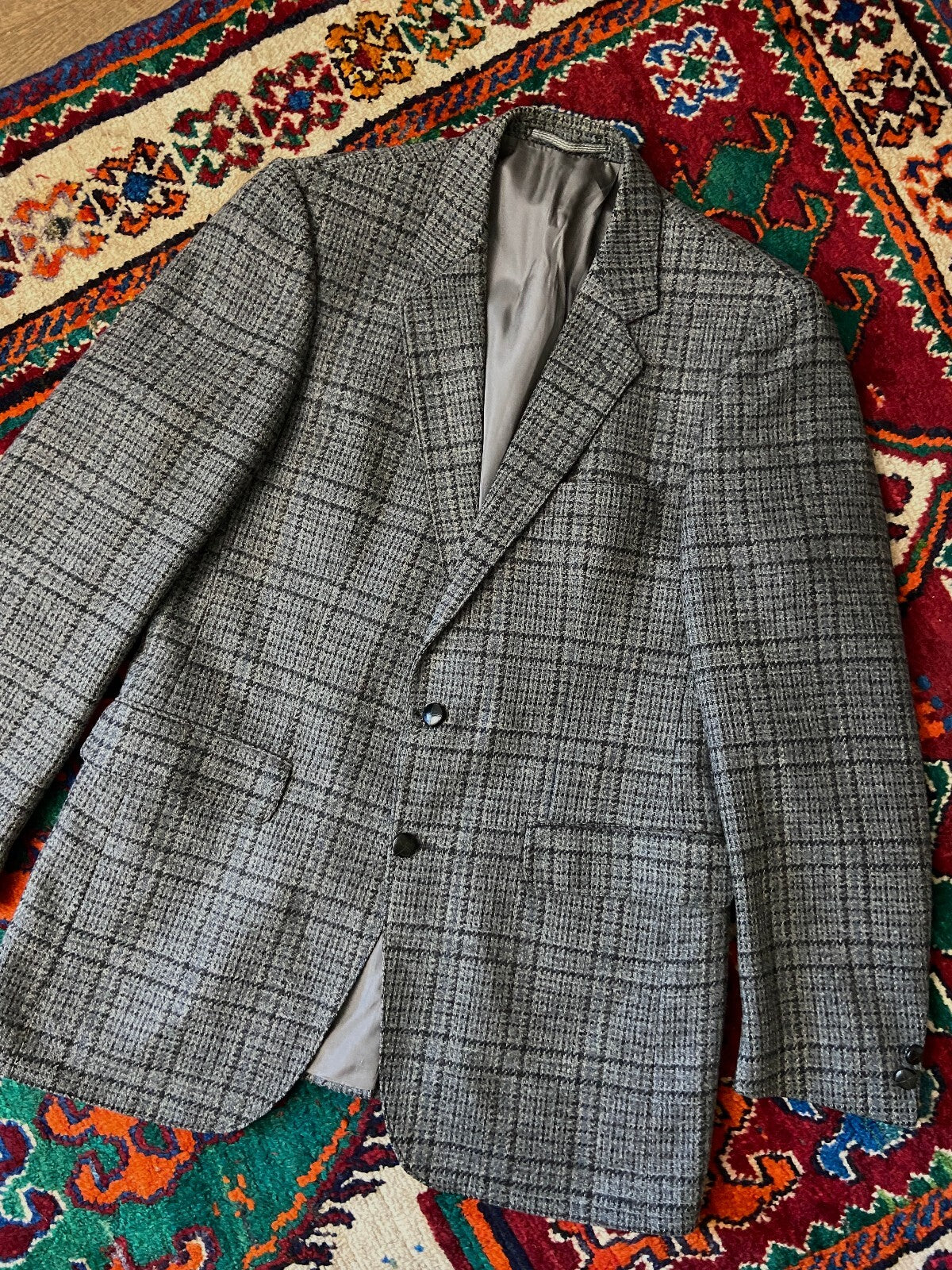 Vintage 1970s Grey Tweed Blazer Jacket