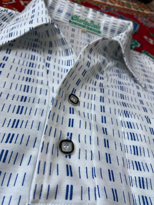 Vintage 1970s Japanese Dash Pattern Jersey Top