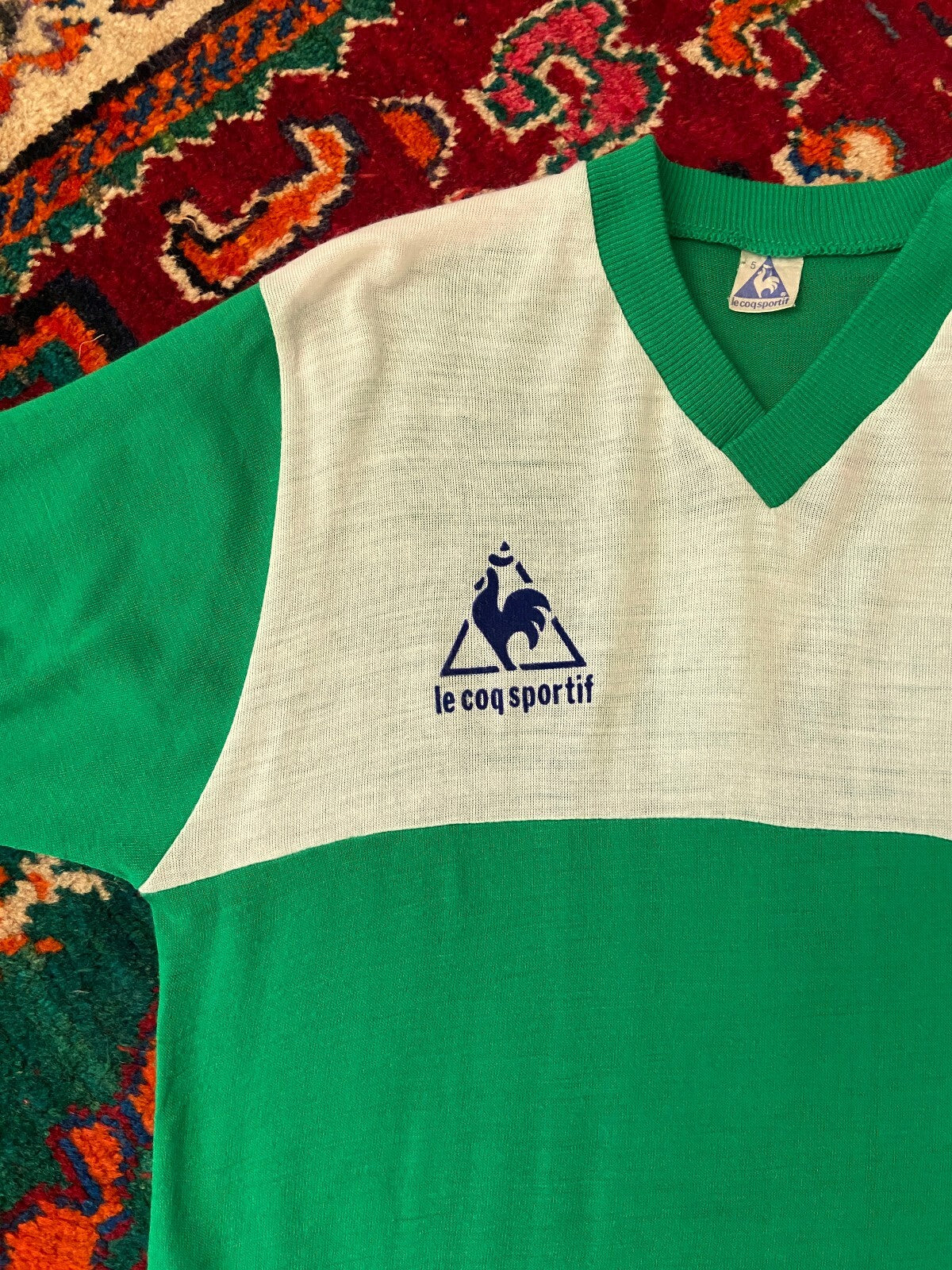 Vintage 1970s Green Le Coq Sportif Football T-Shirt