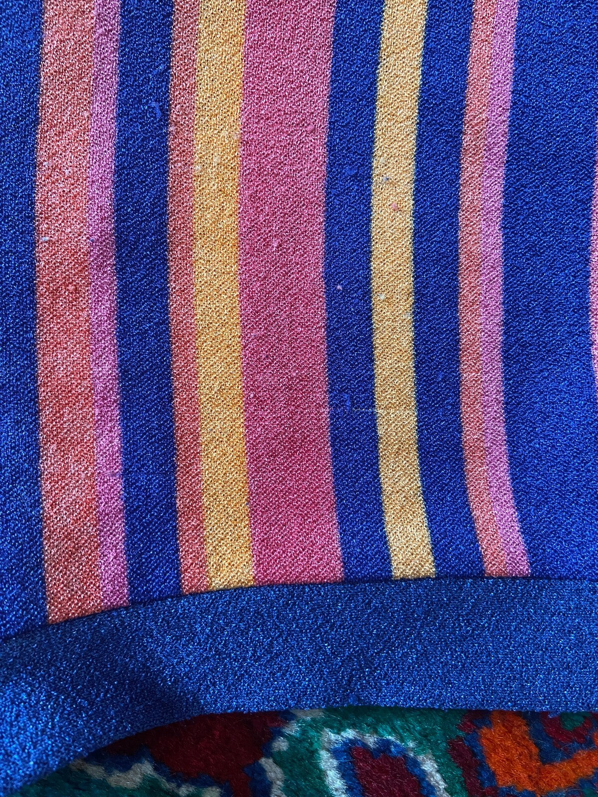 Vintage 1970s Blue Pink & Peach Stripe Swim Shorts