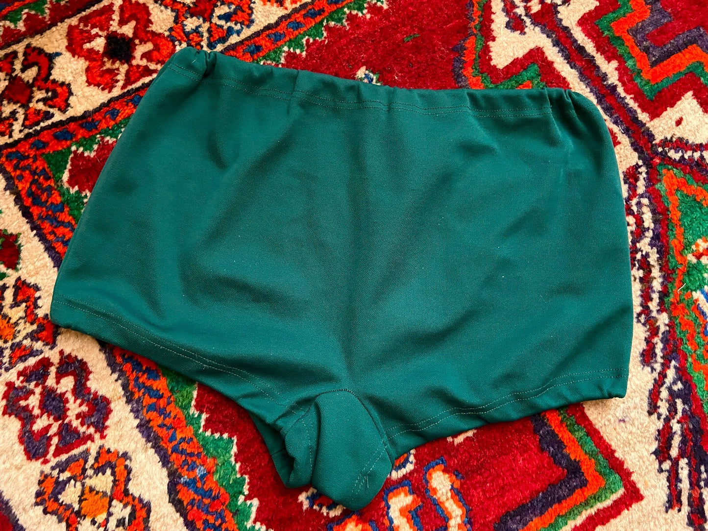 Vintage 1970s Green Zip Pocket Swim Shorts