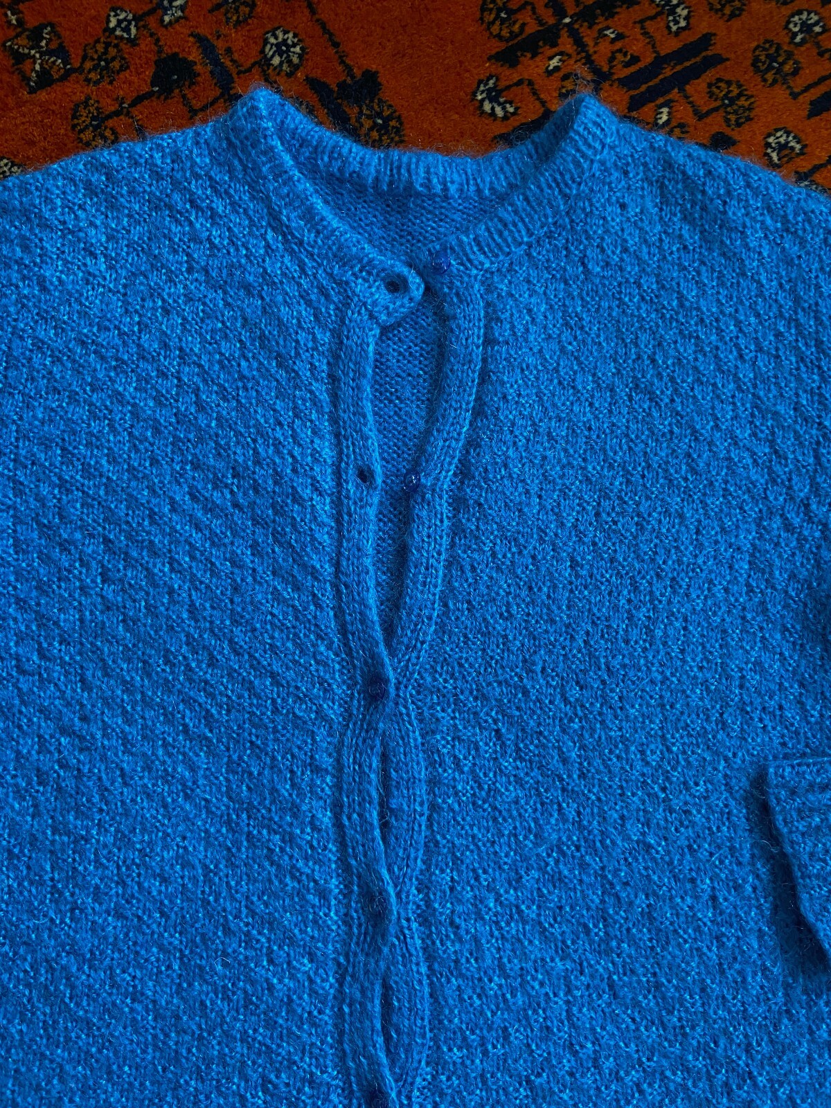 Vintage 1980s Blue Knit Cardigan