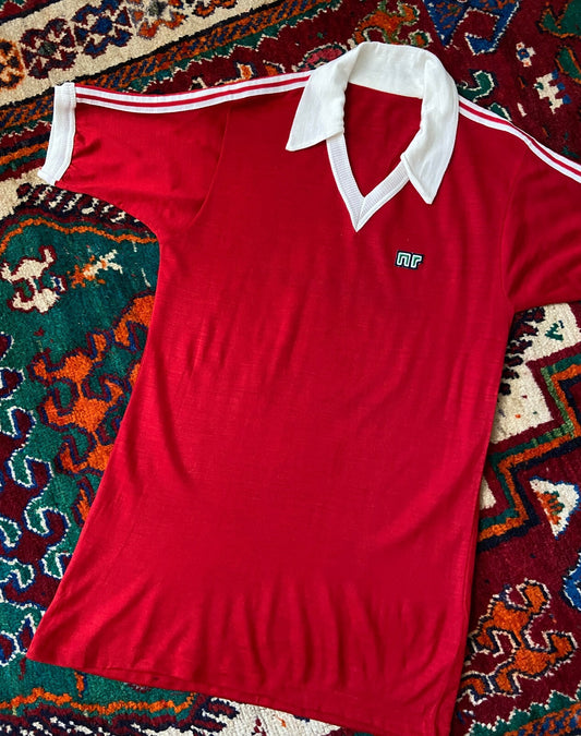 Vintage 1970s Red Collared Football Shirt
