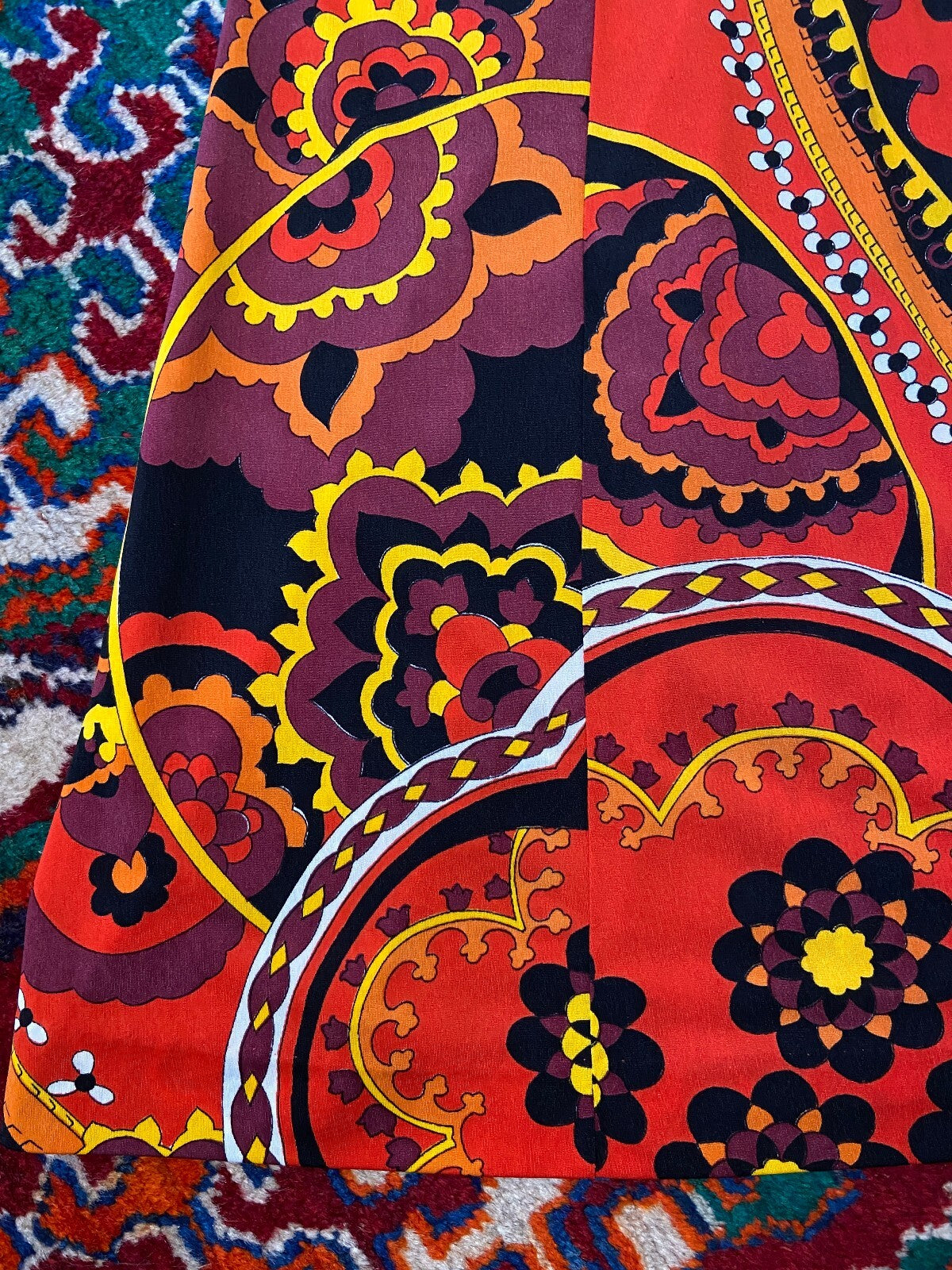 Vintage 1960s Red Psychedelic Sleeveless Dress