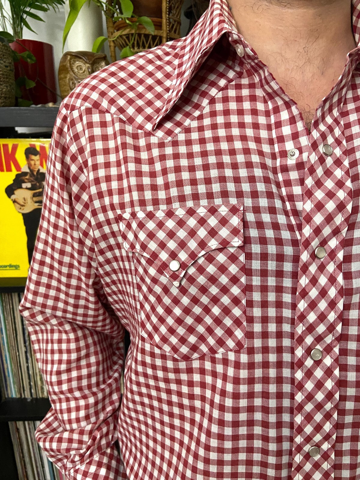 Vintage 1970s Sears Gingham Western Shirt