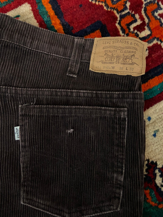 Vintage 1980s Levi's 401 Brown Corduroy Trousers W38/L26.5