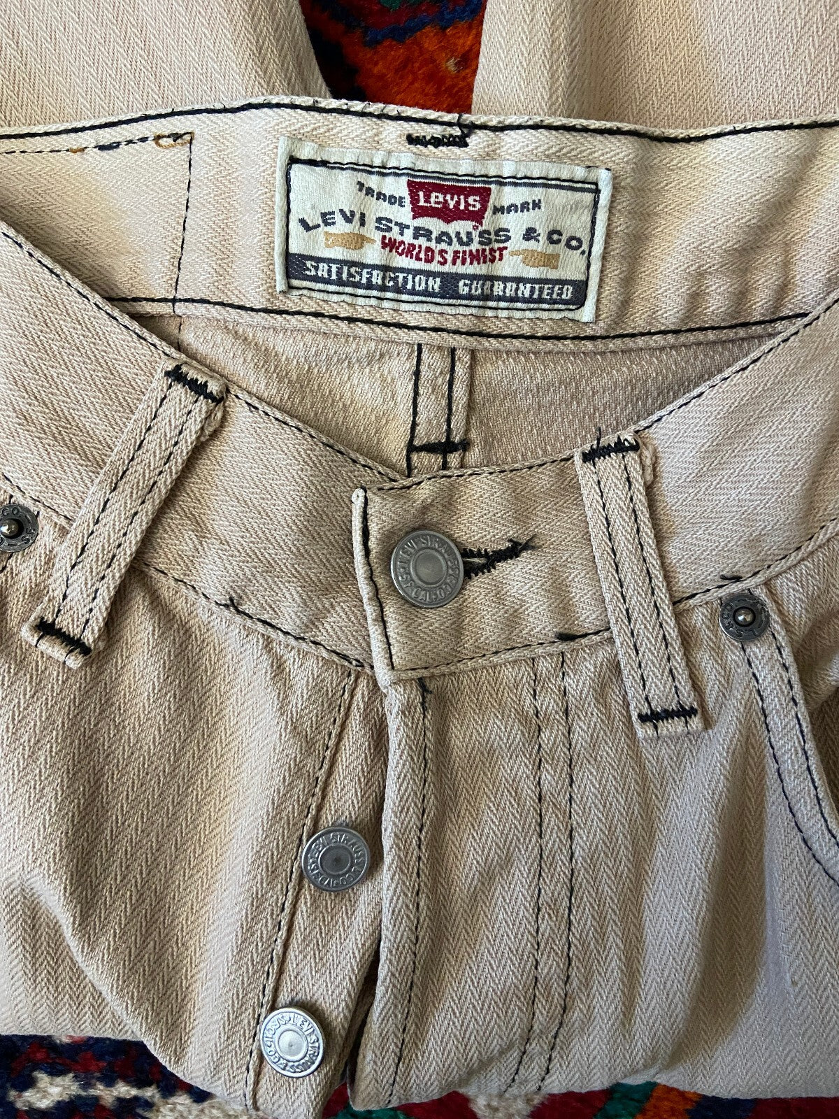 Vintage 90s Beige Levis Striped 443 Jeans W29