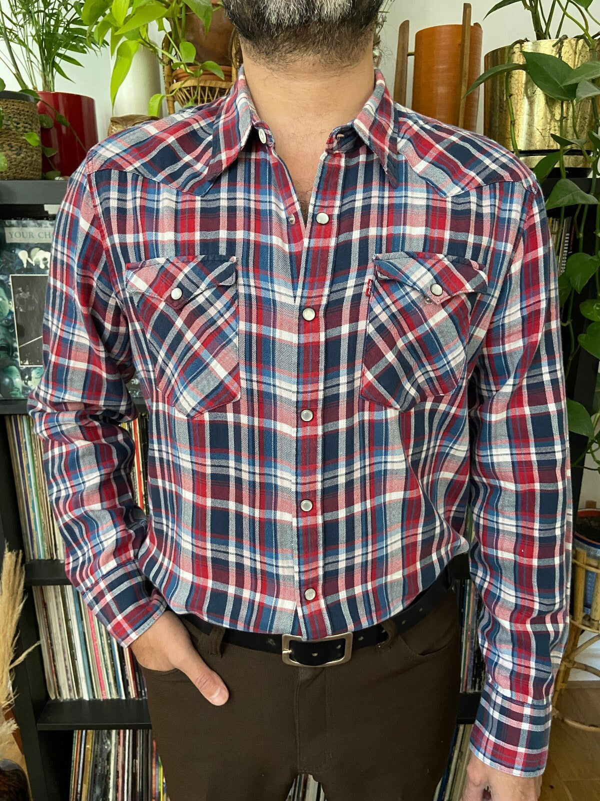 Vintage 90s Red & Navy Levi's Western Shirt