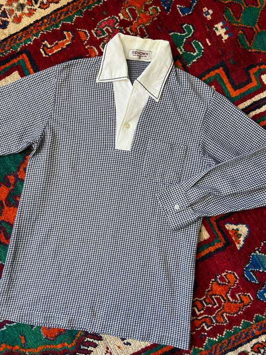 Vintage 1970s Japanese Houndstooth Jersey Top